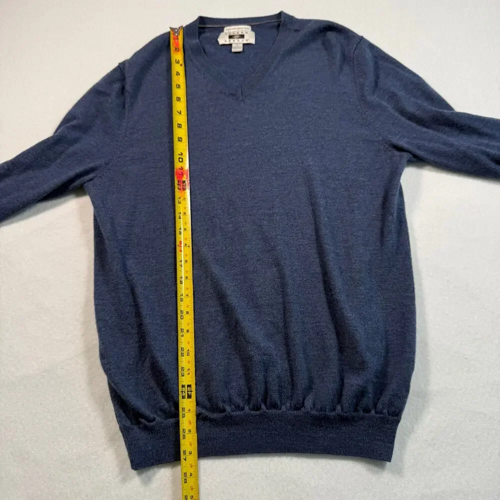 Vintage Joseph Abboud Fine Merino Wool Navy Blue V-Neck Sweater Size Large
